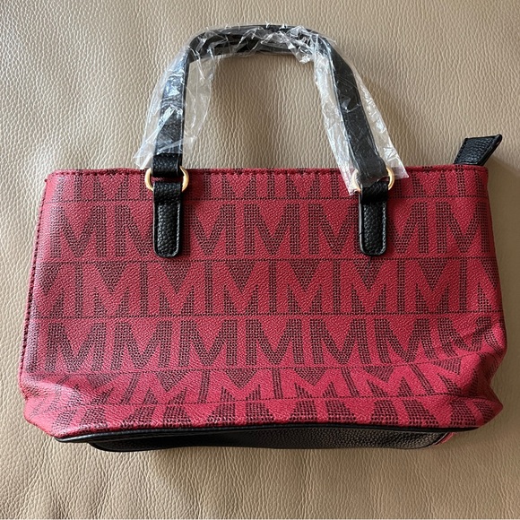 New 4pc MKF COLLECTION MODERN TOTE HANDBAG SET Marimar M Signature Mia K Red/Bl - Picture 10 of 15